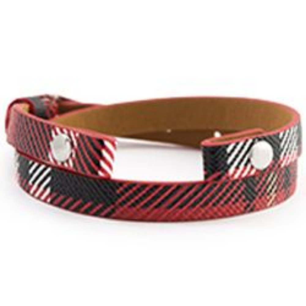 Plaid Leather Wrap Bracelet Origami Owl 6-7.25"